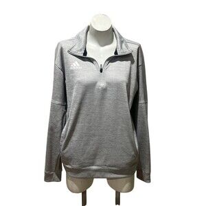 adidas Sweatshirt Womens M Gray Heather 1/4 Zip Pullover Athletic Top